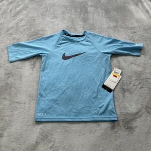 Nike Big Boys Half Sleeve Hydroguard Swim UPF 40+ Blue Rashguard Shirt Size S